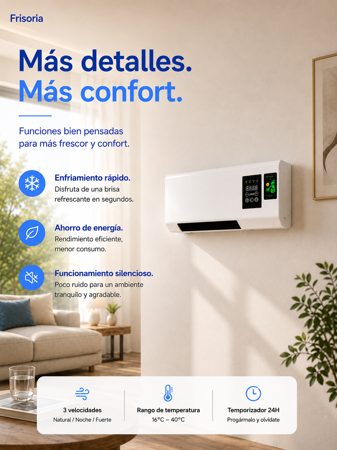 Frisoria Wall Pro — Aire Acondicionado de Pared Autónomo de Fácil Instalación